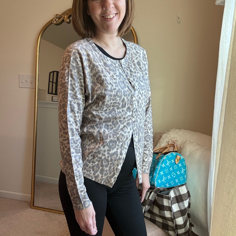 NWT Leopard cheetah Print button down Cardigan NWT - image 1